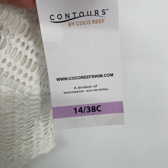 Countors Swimsuit Women 14 White Eyelet Lace Crochet Vacation One Piece Nautical - Picture 5 of 12